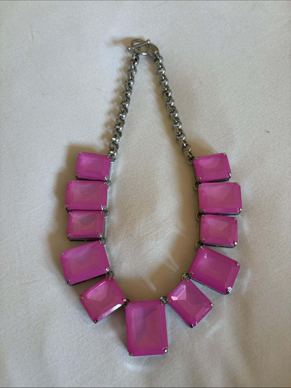 Ann Taylor Hot Pink Faceted Statement Necklace